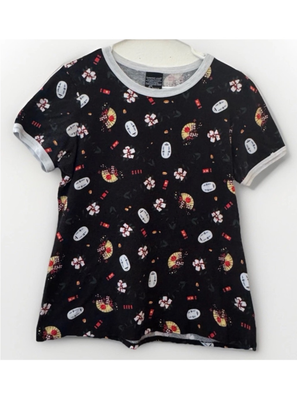 Her Universe Spirited Away No-Face All Over Print Ringer Tee Studio Ghibli SZ L